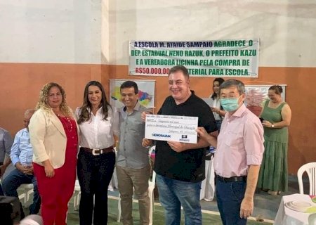 Em Bodoquena, Neno Razuk Entrega R$ 50 Mil Para Investimentos em Educação
