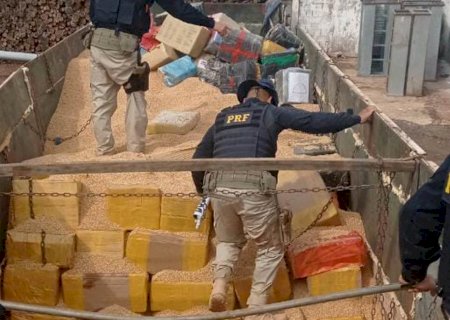 PRF apreende carreta de soja “recheada” com 16 toneladas de maconha