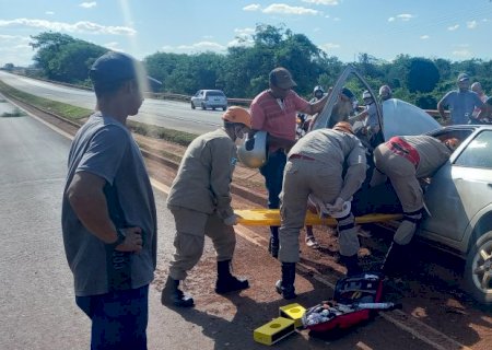 Saída de Pista quase termina em Tragédia na BR 163 em Dourados