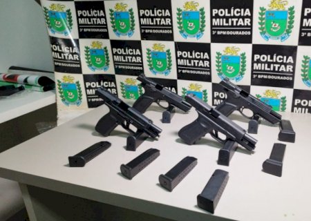 Dupla carioca é presa em Dourados com 4 pistolas e 10 carregadores adquiridas na fronteira