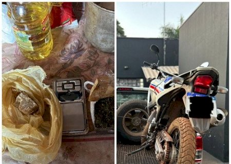 Dupla que estava com moto roubada é presa com droga em Dourados