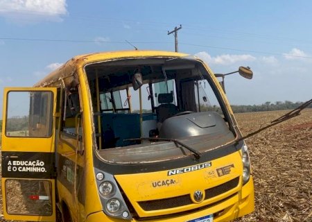 Acidente com ônibus escolar deixa 16 feridos em Rio Brilhante