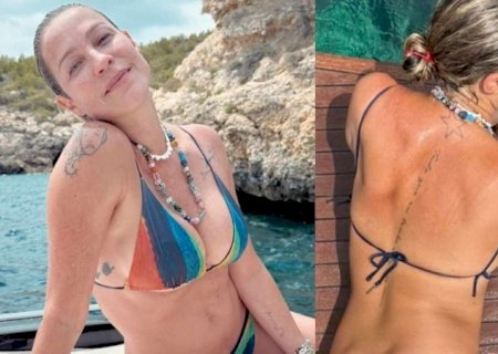 Luana Piovani revela tatuagens ao curtir passeio de barco: 'Sereia'