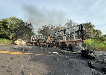 Acidente entre carretas deixa 2 motoristas mortos na MS-276