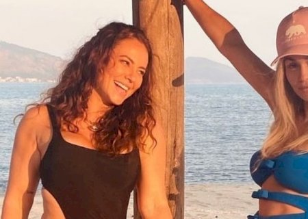 Paolla Oliveira esbanja beleza ao lado de Nanda Costa nos bastidores de série