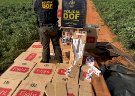 DOF apreende carga milionária de cigarros contrabandeados e motorista foge