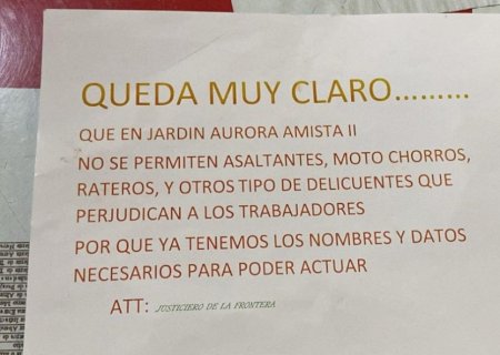 Grupo deixa bilhete com ameaças a criminosos em residência da fronteira