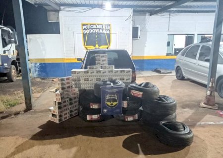 Polícia apreende cigarros e pneus paraguaios na fronteira com o Paraguai