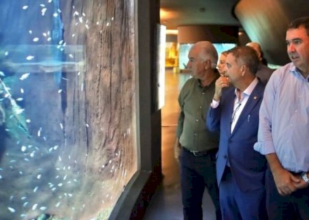 Ao lado de Riedel e Azambuja, Flávio Bolsonaro visita Bioparque em Campo Grande